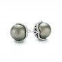  Platinum Platinum Black Tahitian Pearl And Diamond Earring Studs - Front View -  103608 - Thumbnail