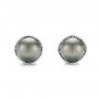 18k White Gold Black Tahitian Pearl And Diamond Earring Studs - Three-Quarter View -  103608 - Thumbnail