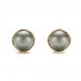 14k Yellow Gold 14k Yellow Gold Black Tahitian Pearl And Diamond Earring Studs - Three-Quarter View -  103608 - Thumbnail