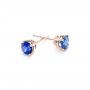18k Rose Gold 18k Rose Gold Blue Sapphire Stud Earrings - Front View -  102629 - Thumbnail