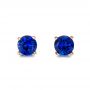 18k Rose Gold 18k Rose Gold Blue Sapphire Stud Earrings - Three-Quarter View -  100956 - Thumbnail