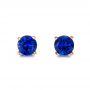 18k Rose Gold 18k Rose Gold Blue Sapphire Stud Earrings - Three-Quarter View -  100956 - Thumbnail