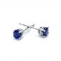 14k White Gold Blue Sapphire Stud Earrings - Front View -  100957 - Thumbnail