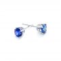 14k White Gold Blue Sapphire Stud Earrings - Front View -  102629 - Thumbnail