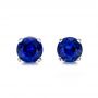  Platinum Platinum Blue Sapphire Stud Earrings - Three-Quarter View -  100955 - Thumbnail