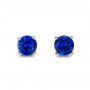 18k White Gold 18k White Gold Blue Sapphire Stud Earrings - Three-Quarter View -  100956 - Thumbnail