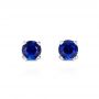 14k White Gold Blue Sapphire Stud Earrings - Three-Quarter View -  100957 - Thumbnail
