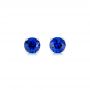 14k White Gold Blue Sapphire Stud Earrings - Three-Quarter View -  102629 - Thumbnail