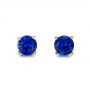 14k Yellow Gold 14k Yellow Gold Blue Sapphire Stud Earrings - Three-Quarter View -  100956 - Thumbnail