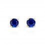 18k Yellow Gold 18k Yellow Gold Blue Sapphire Stud Earrings - Three-Quarter View -  100957 - Thumbnail