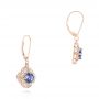 14k Rose Gold 14k Rose Gold Blue Sapphire And Diamond Drop Earrings - Front View -  103423 - Thumbnail