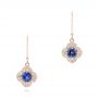 14k Rose Gold 14k Rose Gold Blue Sapphire And Diamond Drop Earrings - Three-Quarter View -  103423 - Thumbnail