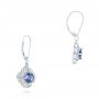  Platinum Platinum Blue Sapphire And Diamond Drop Earrings - Front View -  103423 - Thumbnail