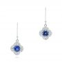 18k White Gold Blue Sapphire And Diamond Drop Earrings - Three-Quarter View -  103423 - Thumbnail