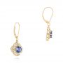 14k Yellow Gold 14k Yellow Gold Blue Sapphire And Diamond Drop Earrings - Front View -  103423 - Thumbnail