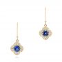 14k Yellow Gold 14k Yellow Gold Blue Sapphire And Diamond Drop Earrings - Three-Quarter View -  103423 - Thumbnail