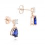 18k Rose Gold 18k Rose Gold Blue Sapphire And Diamond Earrings - Front View -  103430 - Thumbnail