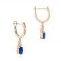 14k Rose Gold 14k Rose Gold Blue Sapphire And Diamond Earrings - Front View -  106062 - Thumbnail