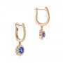 14k Rose Gold 14k Rose Gold Blue Sapphire And Diamond Earrings - Front View -  106455 - Thumbnail