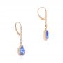 18k Rose Gold 18k Rose Gold Blue Sapphire And Diamond Earrings - Front View -  106648 - Thumbnail