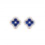 18k Rose Gold 18k Rose Gold Blue Sapphire And Diamond Earrings - Three-Quarter View -  102668 - Thumbnail