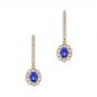 14k Rose Gold 14k Rose Gold Blue Sapphire And Diamond Earrings - Three-Quarter View -  106455 - Thumbnail
