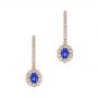 18k Rose Gold Blue Sapphire And Diamond Earrings