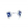 14k White Gold Blue Sapphire And Diamond Earrings - Front View -  102668 - Thumbnail