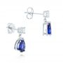 18k White Gold 18k White Gold Blue Sapphire And Diamond Earrings - Front View -  103430 - Thumbnail