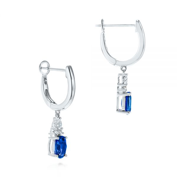  Platinum Platinum Blue Sapphire And Diamond Earrings - Front View -  106062