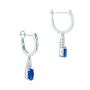 14k White Gold Blue Sapphire And Diamond Earrings - Front View -  106062 - Thumbnail