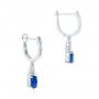 18k White Gold 18k White Gold Blue Sapphire And Diamond Earrings - Front View -  106062 - Thumbnail