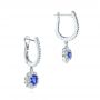 18k White Gold 18k White Gold Blue Sapphire And Diamond Earrings - Front View -  106455 - Thumbnail
