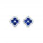 14k White Gold Blue Sapphire And Diamond Earrings - Three-Quarter View -  102668 - Thumbnail