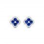 14k White Gold Blue Sapphire And Diamond Earrings - Three-Quarter View -  102668 - Thumbnail