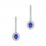 14k White Gold Blue Sapphire And Diamond Earrings