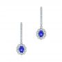  Platinum Platinum Blue Sapphire And Diamond Earrings - Three-Quarter View -  106455 - Thumbnail