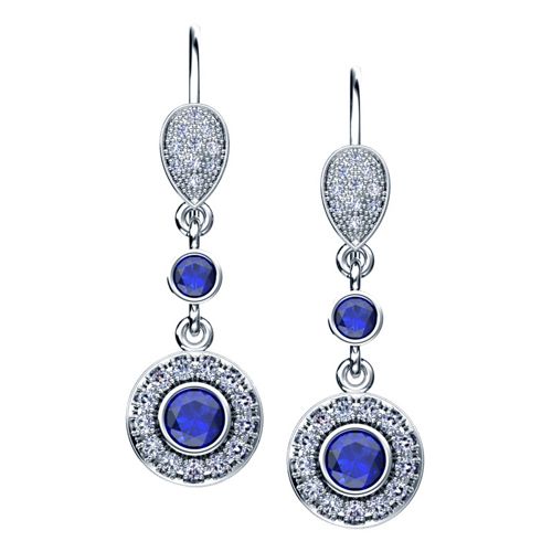 Blue Sapphire and Diamond Earrings - Image