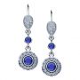  14K Gold 14K Gold Blue Sapphire And Diamond Earrings - Three-Quarter View -  972 - Thumbnail