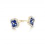 14k Yellow Gold 14k Yellow Gold Blue Sapphire And Diamond Earrings - Front View -  102668 - Thumbnail
