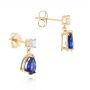 18k Yellow Gold 18k Yellow Gold Blue Sapphire And Diamond Earrings - Front View -  103430 - Thumbnail