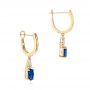 14k Yellow Gold 14k Yellow Gold Blue Sapphire And Diamond Earrings - Front View -  106062 - Thumbnail