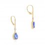 14k Yellow Gold 14k Yellow Gold Blue Sapphire And Diamond Earrings - Front View -  106648 - Thumbnail
