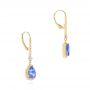 18k Yellow Gold 18k Yellow Gold Blue Sapphire And Diamond Earrings - Front View -  106648 - Thumbnail