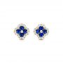 14k Yellow Gold 14k Yellow Gold Blue Sapphire And Diamond Earrings - Three-Quarter View -  102668 - Thumbnail