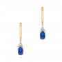 14k Yellow Gold 14k Yellow Gold Blue Sapphire And Diamond Earrings - Three-Quarter View -  106062 - Thumbnail