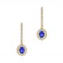 18k Yellow Gold 18k Yellow Gold Blue Sapphire And Diamond Earrings - Three-Quarter View -  106455 - Thumbnail