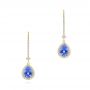 14k Yellow Gold 14k Yellow Gold Blue Sapphire And Diamond Earrings - Three-Quarter View -  106648 - Thumbnail