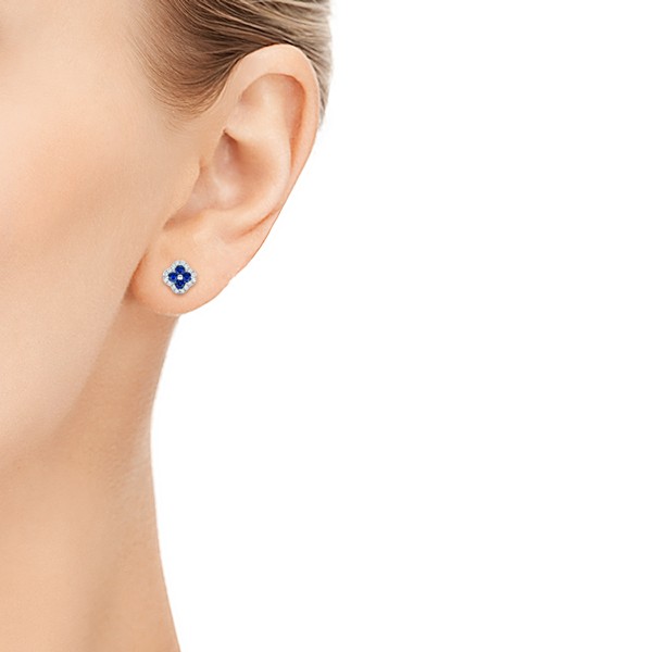 Blue Sapphire and Diamond Earrings - On hand