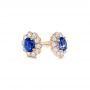 14k Rose Gold 14k Rose Gold Blue Sapphire And Diamond Floral Stud Earrings - Front View -  103727 - Thumbnail
